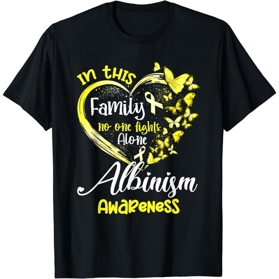 In This Family No One Fight Alone Albinism Awareness Heart T-Shirt