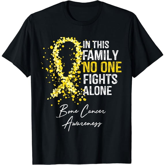 In This Family No One Fights Alone Bone Cancer Awareness T-Shirt