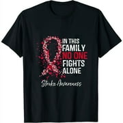In This Family No One Fights Alone Stroke Awareness Survivor Womens T-Shirt Black S