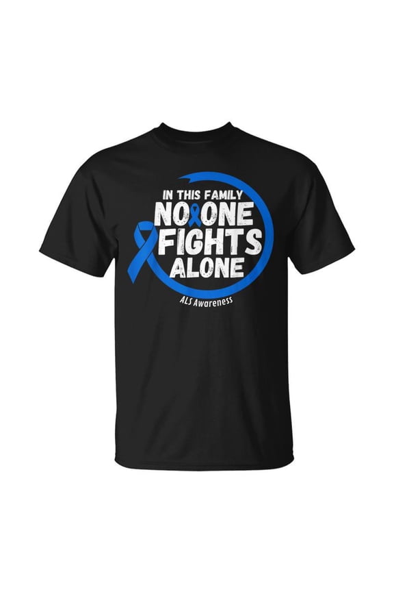 In This Family NoOne Fight Alone Als Awareness Month Ribbon TShirt