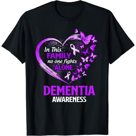 In This Family Nobody Fight Alone Dementia Awareness Purple T-Shirt