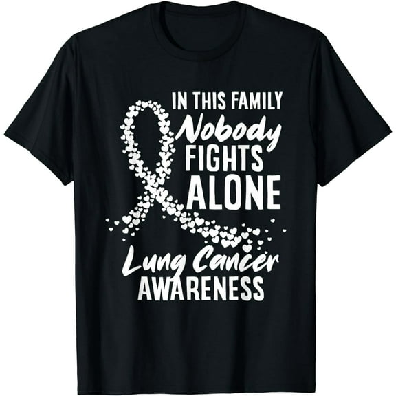 In This Family Nobody Fights Alone Lung Cancer Awareness T-Shirt