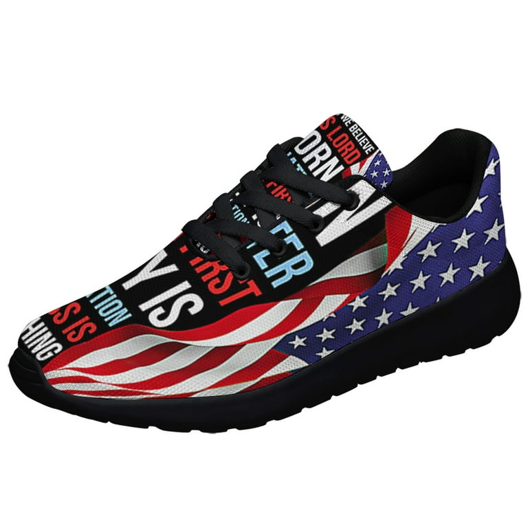 In This House We Believe Jesus Is Lord American flag Patriot Shoes Sneakers Black Size 12
