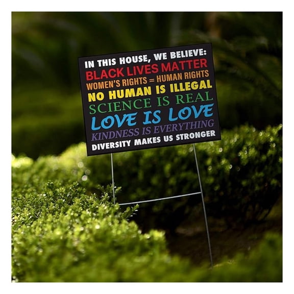 In This House, We Believe Yard Sign | Double Sided | Pride, Black Lives Matter, Women's Rights, Social | 24"x 18"