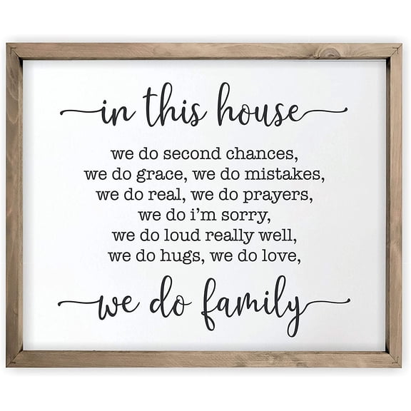 In This House We Do Family Framed Rustic Framed Wood Farmhouse Wall Sign 24x30