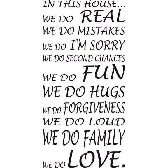 In This House We Do Love, Hugs, Loud, Fun, Family, Forgiveness Vinyl Wall Art. Love Quotes. Our Inspirational Christian Scripture Bible Verse Inspired Wall Decals Are Made in the Usa.