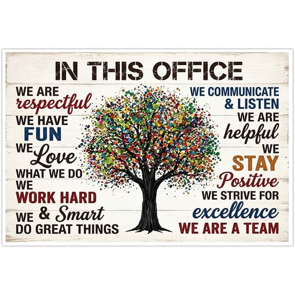 In This Office Wall Art Motivational Teamwork Quotes Tree Workplace Poster