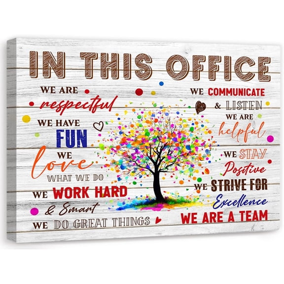 In This Office Wall Decor,Positive Teamwork Quote We Are Team Wall Art Canvas Framed for Home Office Wall Decor 12 x 15 in