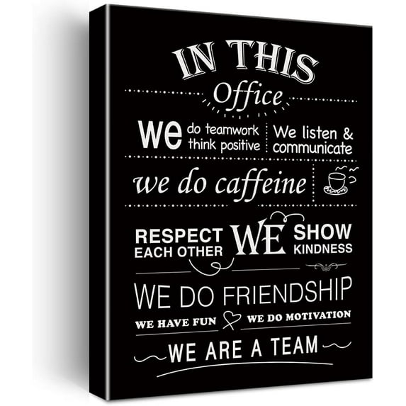 In This Office We Do Teamwork Motivational Quotes Framed Canvas Wall Art- Office Posters Décor 11.5" X 15"