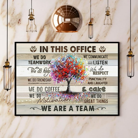 In This Office We Do Teamwork Poster Office Decor Poster Horizontal Paper Poster No Frame Matte Wall Art Decor 11 x 17 Inch Poster