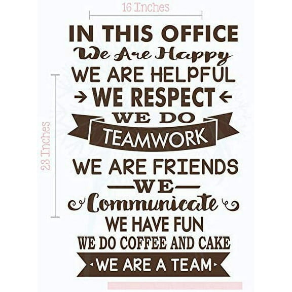 In This Office We are a Team Vinyl Lettering Decals Stickers Art Work Wall Decor Quotes, 23 X 16 , Chocolate Brown