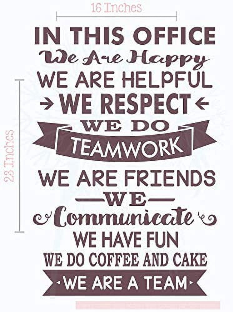 In This Office We are a Team Vinyl Lettering Decals Stickers Art Work Wall Decor Quotes, 23 X 16 , Eggplant