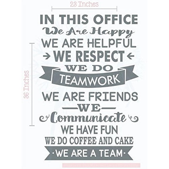 In This Office We are a Team Vinyl Lettering Decals Stickers Art Work Wall Decor Quotes, 36 X 23 , Storm Gray