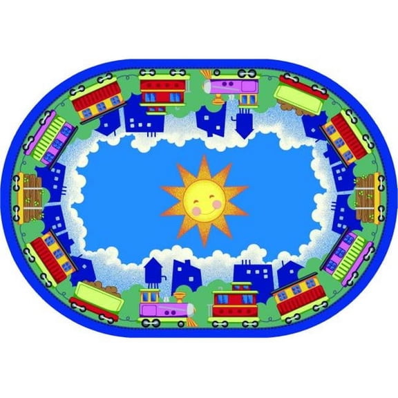 In Training 3 ft.10 in. x 5 ft.4 in. Oval WearOn Nylon Machine Tufted- Cut Pile Just for Kids Rug
