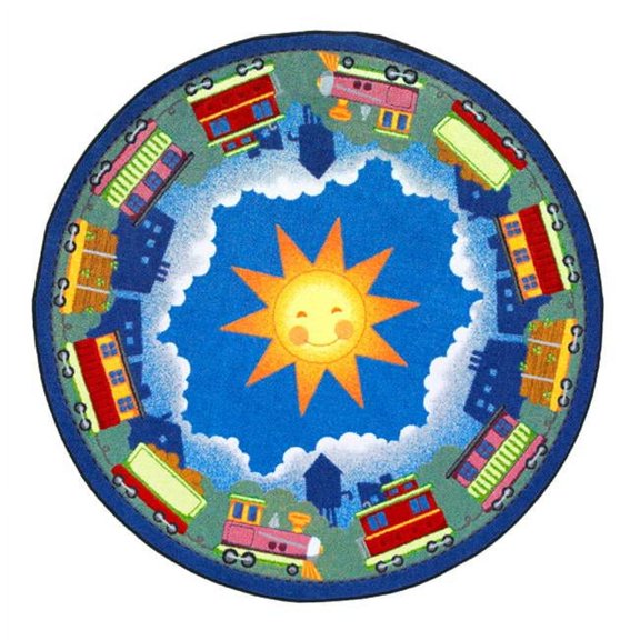 In Training 5 ft.4 in. Round  WearOn Nylon Machine Tufted- Cut Pile Just for Kids Rug
