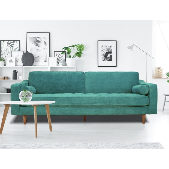 In Turquoise Herringbone: Upholstered, 89.58 Depth, 36.96 Width, 33.96 Height, 130.99 Lb :