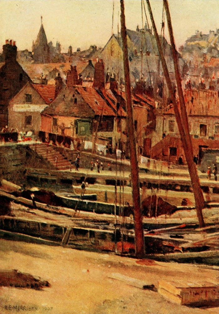 In Unfamiliar England 1910 In Old Whitby Canvas Art - RE Morrison (24 x 36)