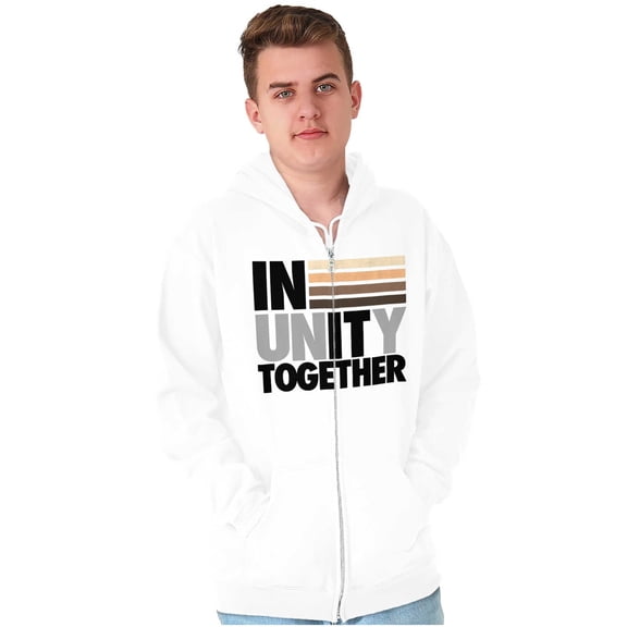 In Unity Together Social Justice Unisex Fleece Graphic Zip Up Hoodie Brisco Brands 5X