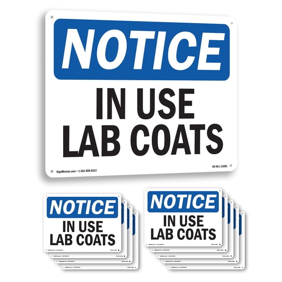 In Use Lab Coats OSHA Notice Aluminum Sign 10 Inch x 7 Inch - 10 Pack