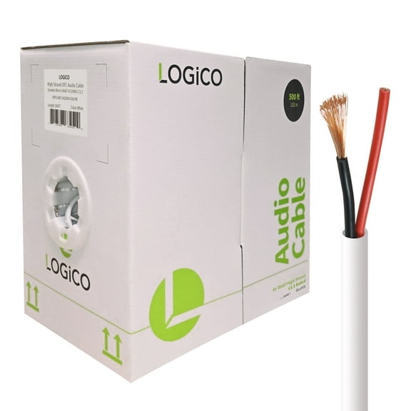 In Wall Audio Speaker Cable 14/2 Gauge/AWG OFC Pure Copper 500ft White