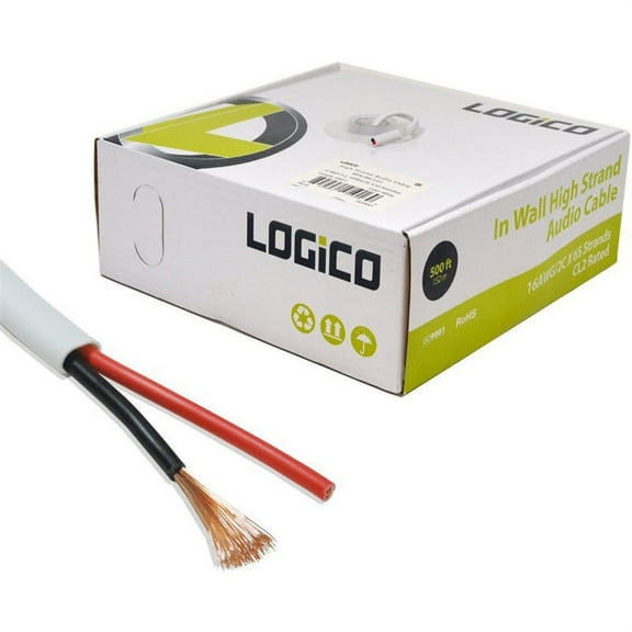 In Wall Audio Speaker Wire 16/2 16AWG 2 Conductor Speaker Wire Bulk Cable 500Ft