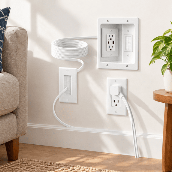 In Wall Cable Management Kit With Brush Plate Tv Outlet 2ac+usb-a/c ...
