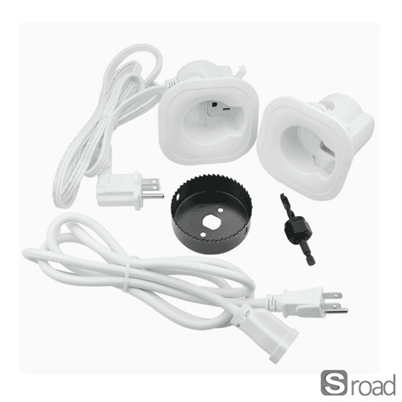 In-Wall Cable Management System For TV & Soundbar, Power Kit With US Outlet, Cord Concealer Hider For Wall-Mounted Entertainment Centers,White