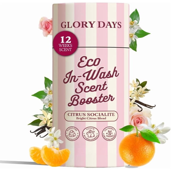 In-Wash Scent Booster & Fabric Smell Deodorizer – Citrus Socialite (Bright Citrus Blend) | Chic Laundry Beads for Long-Lasting Fragrance | Plant-Conscious, Plastic-Free, 21 Washes