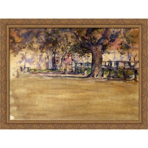 In Washington Park, Brooklyn, N.Y. 36x28 Large Gold Ornate Wood Framed Canvas Art by William Merritt Chase