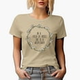thumbnail image 1 of In a Field of Roses, She Is a Wildflower Quote with a Flower Wreath Art Merch Gift, Tan T-Shirt, Small, 1 of 5