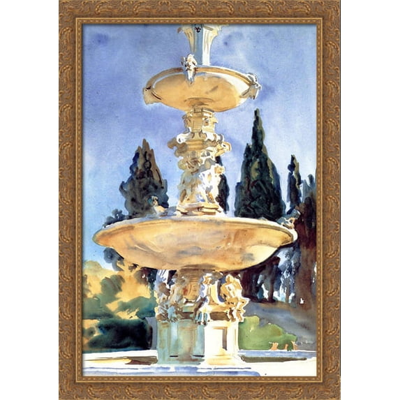 In a Medici Villa 28x40 Large Gold Ornate Wood Framed Canvas Art by John Singer Sargent