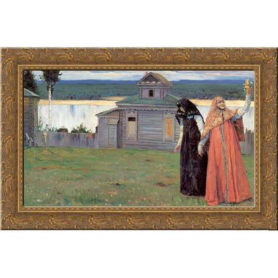 In a Secluded Monastery 20x20 Gold Ornate Wood Framed Canvas Art by Nesterov, Mikhail