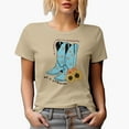 thumbnail image 1 of In a World Full of Princesses, Be a Cowgirl with Retro Cowboy Boots Art Merch Gift, Tan T-Shirt, Small, 1 of 5