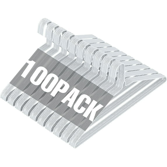 SPECILITE Metal Wire Hangers 100 Pack for Adults and Children, Space Saving, White