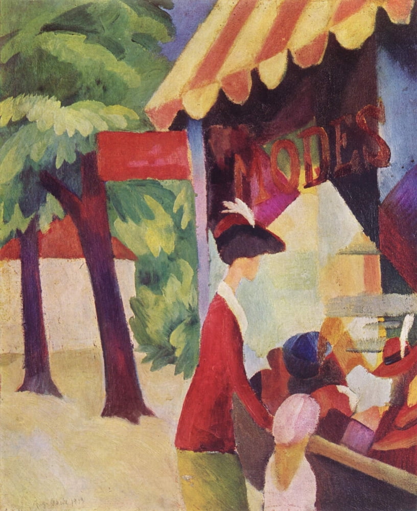 In front of the Hat Shop 1913 Canvas Art - August Macke (18 x 24)