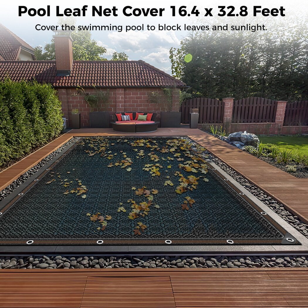 In-ground Pool Leaf Net Cover, 16 x 32 Feet Rectangle Swimming Pool Mesh  Cover, Pond Netting Cover, Multipurpose Summer Shading Mesh Screen for  Patios, Gardens, Parking Sheds, Greenhouses 