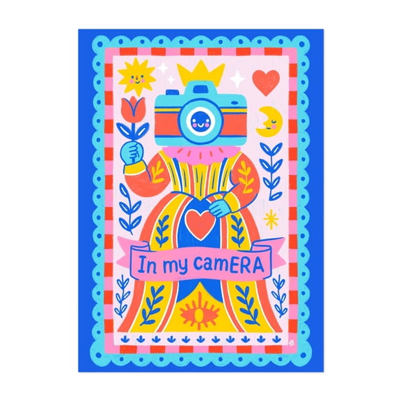 In my camEra - Drawing Whimsical Pop Art Humor Modern Art Illustration Surrealism Retro Unframed Wall Art Print 9 x 12 inches