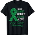 thumbnail image 1 of In our Family Nobody Fights Alone Flower Liver Cancer Ribbon T-Shirt, 1 of 4