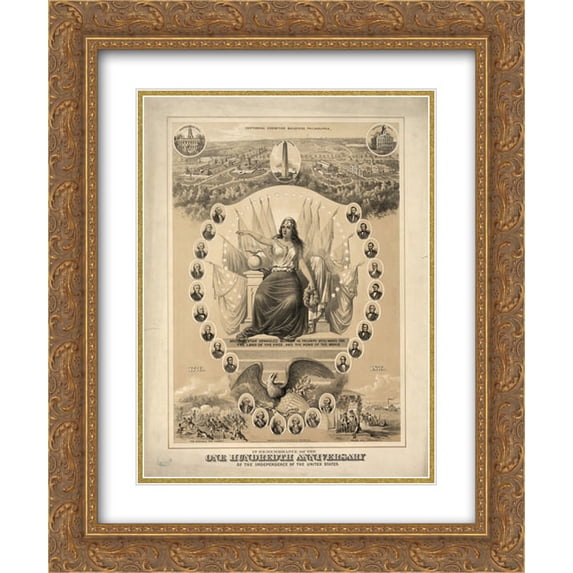 In remembrance of the one hundredth anniversary of the independence of the United States 20x24 Double Matted Gold Ornate Framed Art Print