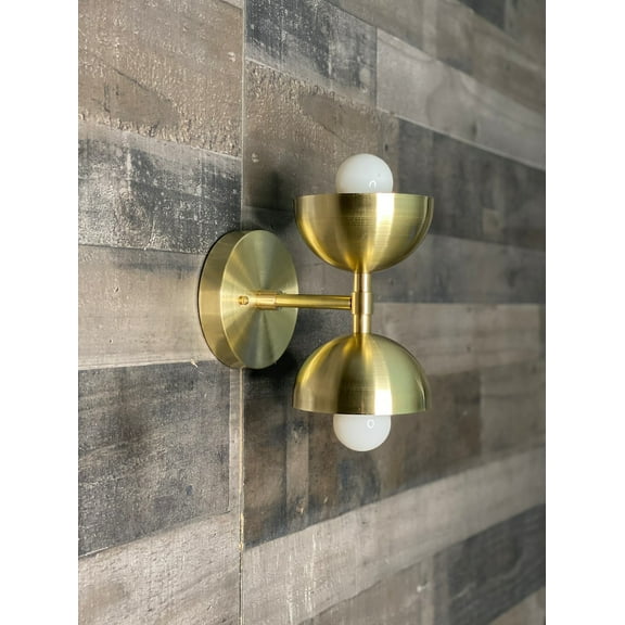 In stock - Ships on the same day! Lupin Double Bulb Half Shade Vanity Mid Century Industrial Modern Sconce