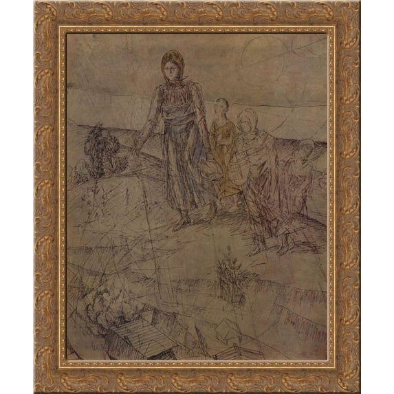 In the 20x24 Gold Ornate Wood Framed Canvas Art by Petrov Vodkin, Kuzma