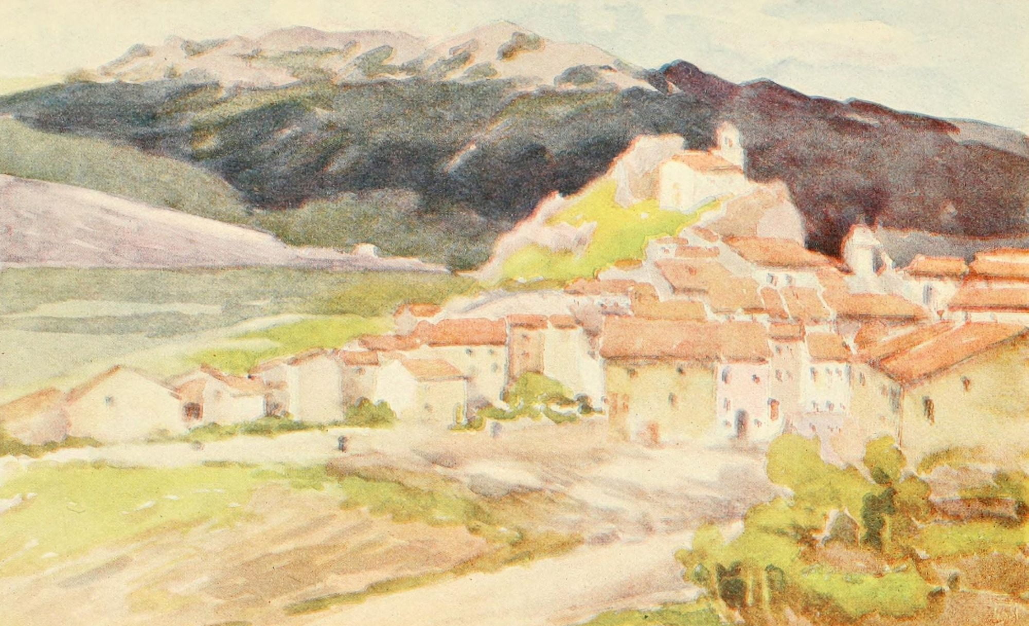 In the Abruzzi 1908 A shepherds village Canvas Art - Amy Atkinson (24 x 36)