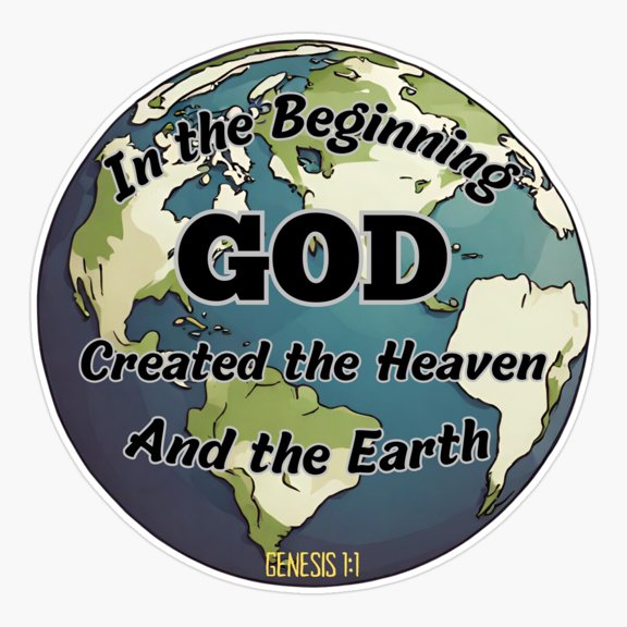 In the Beginning' Round Earth Design Genesis 1:1 Sticker