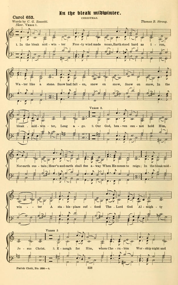 In the Bleak Midwinter 1 Rossetti & Strong Carols Old & Carols New 1916 Canvas Art - (18 x 24)
