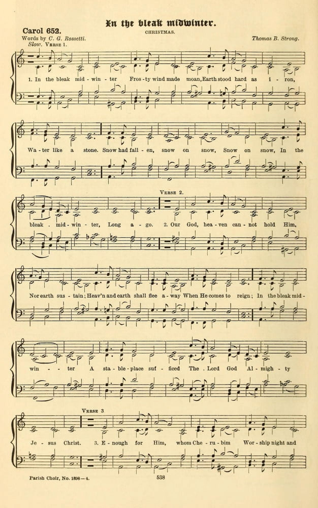 In the Bleak Midwinter 1 Rossetti & Strong Carols old & Carols new 1916 Canvas Art - (24 x 36)