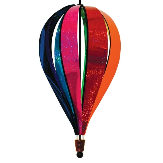 In the Breeze 1087 — Jumbo Rainbow Glitter 8-Panel Hot Air Balloon — Colorful and Sparkling Mylar Wind Spinner for Yards and Gardens