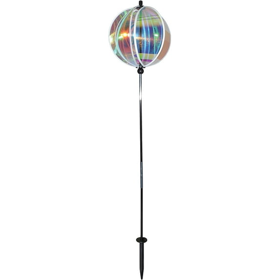 In the Breeze 11 Inch Iridescent Gazing Ball Spinner - Outdoor Garden Décor