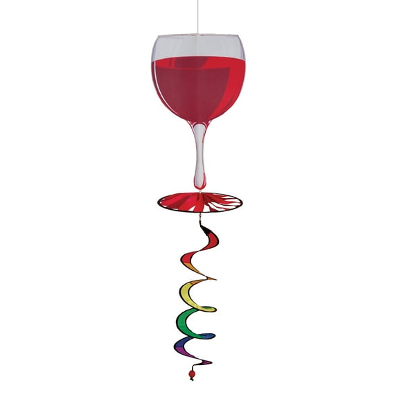 In the Breeze 1109 — It's 5 O'Clock Everywhere Red Wine Drink Spinner — Outdoor Happy Hour Decor Wind Spinner