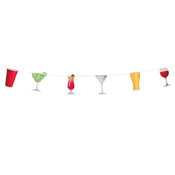 In the Breeze 1117 String of Drinks 5 O'Clock Happy Hour Hanging Decoration, Novelty Bar Decor