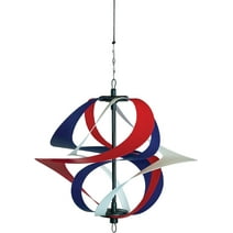 In the Breeze 2478 — Red, White and Blue Poly Vortex Single Spinner — Mesmerizing and Colorful Hanging Wind Spinner